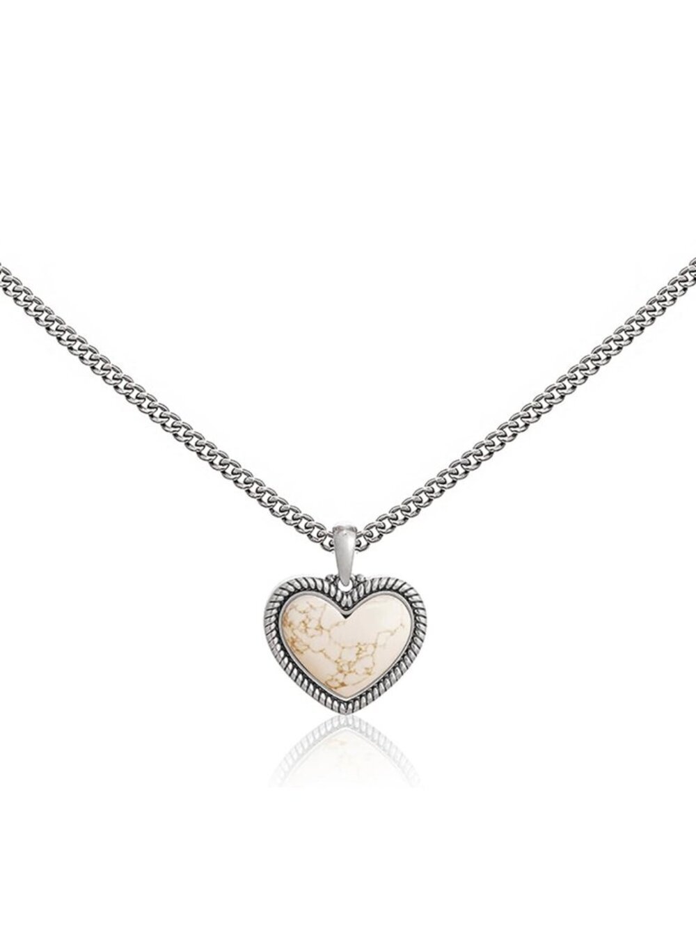 Women Silver White Western Gold Plated Wrangler Heart Turquoise Pendant Necklace